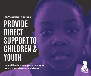 VAW shelters provide direct support to children and youth